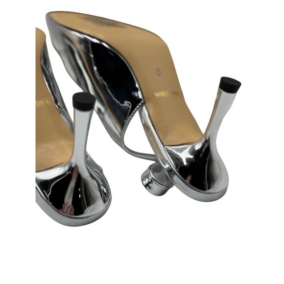 NEW Heelchic Womens Size 6 Silver Pointed Toe Slingback Heels Kitten Heel - Picture 10 of 16